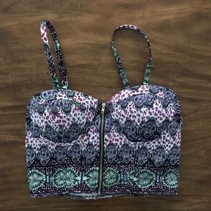 Zip up bralette crop top